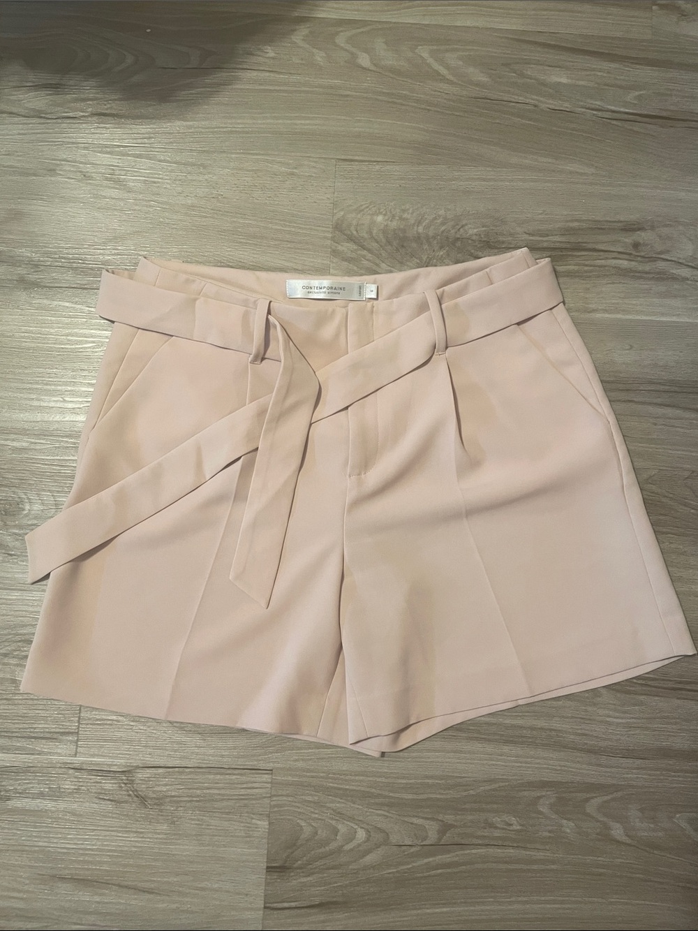 Blush Pink Self-Tie Tailored Women's Shorts